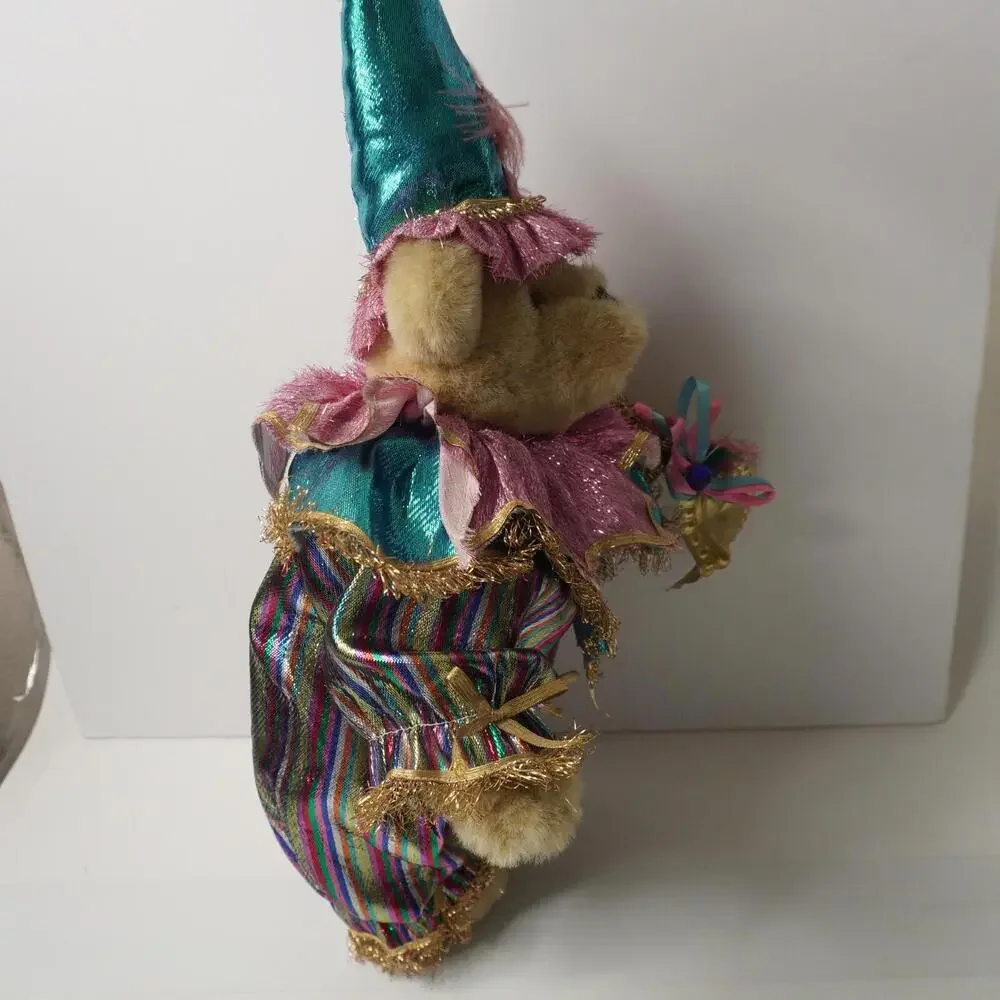 VTG Harlequin Jester Teddy Bear Plush Mardi Gras Masquerade Clown‎ Costume 22